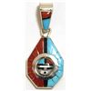 Image 1 : Zuni Multi-Stone Sun Face Spinner Sterling Silver Pendant - Don Dewa