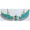 Image 2 : Navajo Turquoise & Mother of Pearl Beak Sterling Silver Necklace - Ben Livingston