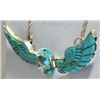 Image 3 : Navajo Turquoise & Mother of Pearl Beak Sterling Silver Necklace - Ben Livingston