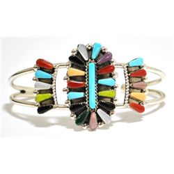 Zuni Multi-Stone Sterling Silver Cuff Bracelet - Valencia Halusewa
