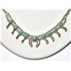 Image 2 : Navajo Turquoise Sterling Silver Mini Squash Blossom Necklace - Larry Curley