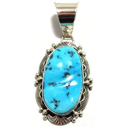 Navajo Sleeping Beauty Turquoise Sterling Silver Pendant - Mary Ann Spencer