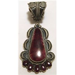 Old Pawn Navajo Spiny Oyster Sterling Silver Pendant - Kirk Smith