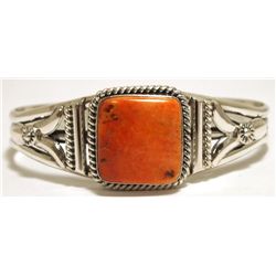 Navajo Spiny Oyster Sterling Silver Cuff Bracelet - Mary Ann Spencer