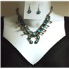 Image 1 : Navajo Turquoise Sterling Silver Squash Blossom Necklace & Earrings Set - Phil & Lenore Garcia