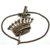 Image 1 : Non-Native Pawn Sterling Silver Crown & Sword Pin with Chain - Rohner