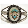 Image 1 : Vintage Old Pawn Zuni Multi-Stone Inlay Kachina Sterling Silver Cuff Bracelet - LL?