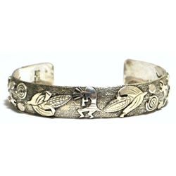 Navajo Sterling Silver Kokopelli Cuff Bracelet - Scott Skeets