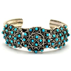 Zuni Turquoise Sterling Silver Bracelet - Wayne Johnson