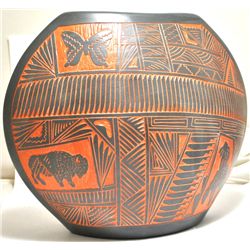 Navajo Multi-Animal Etched Pottery - V.K.