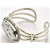Image 2 : Navajo White Buffalo Sterling Silver Cuff Bracelet - Eugene Belone