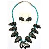 Image 1 : Zuni Black Marble Bear Necklace & Earrings Set - Dilbert Gasper