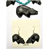 Image 2 : Zuni Black Marble Bear Necklace & Earrings Set - Dilbert Gasper