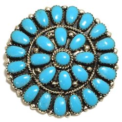 Navajo Turquoise Cluster Sterling Silver Pendant & Pin - Juliana Williams