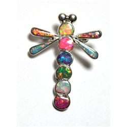 Zuni Opal Multicolor Dragonfly Pendant & Pin