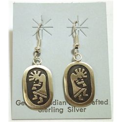 Navajo Sterling Silver Kokopelli French Hook Earrings - Stanley Gene