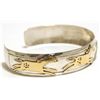Image 2 : Navajo 12k Gold Fill Horses over Sterling Silver Cuff Bracelet - Virgil Reader