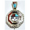 Image 1 : Zuni Multi-Stone Sun Face Multi-Spinner Sterling Silver Pendant - Don Dewa