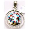 Image 1 : Zuni Multi-Stone Spinner Rainbow Kachina and Sun Design Small Pendant - Pete Natachu