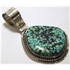 Image 2 : Navajo Spider Web Kingman Turquoise Sterling Silver Pendant - Eugene Belone