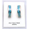 Image 1 : Zuni Turquoise Large Half-Ring Zig-Zag Design Earrings