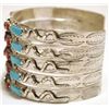 Image 3 : Zuni Coral & Turquoise Sterling Silver Snake Cuff Bracelet - Effie Calavaza