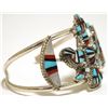 Image 2 : Zuni Multi-Stone Inlay Knifewing Kachina Sterling Silver Cuff Bracelet - Herbert Cellicion