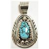 Image 1 : Navajo Spider Web Kingman Turquoise Sterling Silver Pendant - Mary Ann Spencer