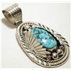 Image 2 : Navajo Spider Web Kingman Turquoise Sterling Silver Pendant - Mary Ann Spencer