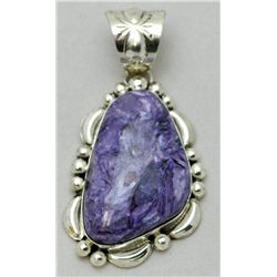 Navajo Charoite Medium Sterling Silver Pendant - Mary Ann Spencer
