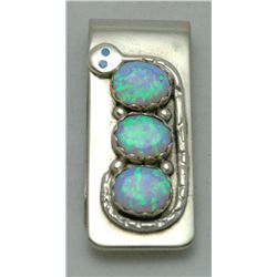 Zuni Opal Sterling Silver Snake Money Clip - Effie Calavaza