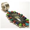 Image 2 : Old Pawn Navajo Multi-Stone Sterling Silver Pendant - Kirk Smith
