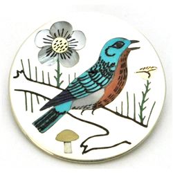 Zuni Multi-Stone Bird Sterling Silver Pendant & Pin - Rudell & Nancy Laconsello