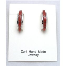 Zuni Coral Half-Ring Earrings