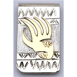 Navajo 12k Gold Fill Over Sterling Silver Bear Paw Money Clip - Roger Jones