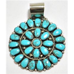 Navajo Turquoise Cluster Sterling Silver Pendant - Juliana Williams