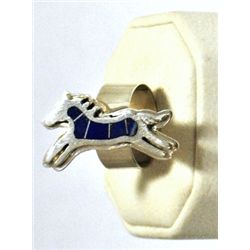 Navajo Lapis Lazuli Inlay Horse Sterling Silver Women's Ring - Francis