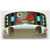 Image 1 : Zuni Cardinal Inlay Sterling Silver Cuff Bracelet - Rudell & Nancy Laconsello