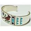 Image 2 : Zuni Cardinal Inlay Sterling Silver Cuff Bracelet - Rudell & Nancy Laconsello