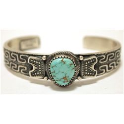 Old Pawn Navajo Dry Creek Turquoise Sterling Silver Cuff Bracelet - Kirk Smith