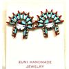 Image 3 : Zuni Multi-Stone Sunface Sterling Silver Necklace & Earrings Set - Edmond Cooeyate