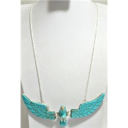 Navajo Turquoise Eagle Sterling Silver Necklace - Ben Livingston