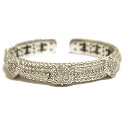 Non-Native Pawn Sterling Silver & Cubic Zirconia Hearts Cuff Bracelet - Judith Ripka