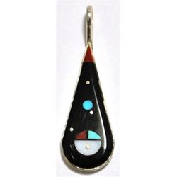 Navajo Multi-Stone Night Sky Sun Face Sterling Silver Pendant - Harold Smith