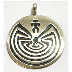 Navajo Man on Maze Sterling Silver Pendant - Stanley Gene