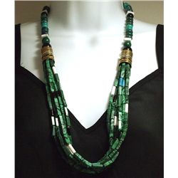Navajo Malachite & Multi-Stone 7-Strand Necklace - Tommy Singer