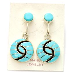 Zuni Turquoise Small Circle Earrings - Amy Quandelacy