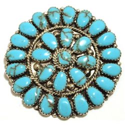 Navajo Turquoise Cluster Sterling Silver Pendant & Pin - Juliana Williams