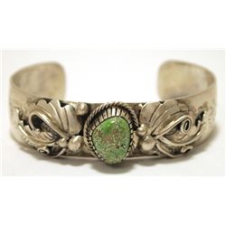 Old Pawn Navajo Carico Lake Turquoise Sterling Silver Cuff Bracelet - GW