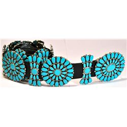 Navajo Turquoise Sterling Silver Concho Belt - Juliana Williams